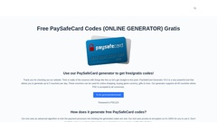 Détails : Free PaySafeCard Codes (ONLINE GENERATOR) Gratis